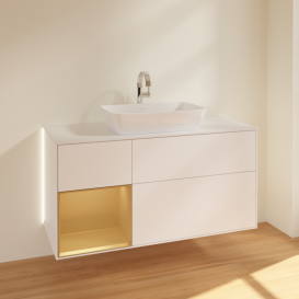 Тумба под раковину Villeroy & Boch Finion 120х50,1 см с подсветкой МДФ белый матовый лак/стекло белое матовое G821HFMT