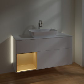 Тумба под раковину Villeroy & Boch Finion 120х50,1 см с подсветкой МДФ белый матовый лак/стекло белое матовое G821HFMT