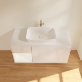 Тумба под раковину Villeroy & Boch Finion 120х50,1 см с подсветкой МДФ глянцевый белый лак/стекло белое матовое G821MTGF