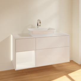 Тумба под раковину Villeroy & Boch Finion 120х50,1 см с подсветкой МДФ глянцевый белый лак/стекло белое матовое G821MTGF