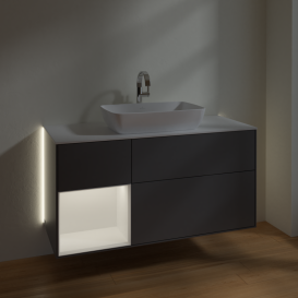 Тумба под раковину Villeroy & Boch Finion 120х50,1 см с подсветкой МДФ антрацит матовый лак/стекло белое матовое G821MTGK