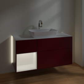 Тумба под раковину Villeroy & Boch Finion 120х50,1 см с подсветкой МДФ пион матовый лак/стекло белое матовое G821MTHB