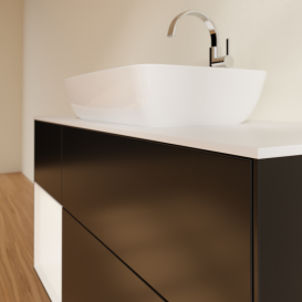 Тумба под раковину Villeroy & Boch Finion 120х50,1 см с подсветкой МДФ черный матовый лак/стекло белое матовое G821MTPD