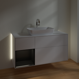 Тумба под раковину Villeroy & Boch Finion 120х50,1 см с подсветкой МДФ глянцевый белый лак/стекло белое матовое G821PDGF