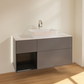Тумба под раковину Villeroy & Boch Finion 120х50,1 см с подсветкой МДФ антрацит матовый лак/стекло белое матовое G821PDGK