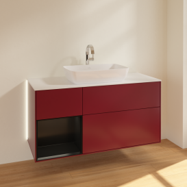 Тумба под раковину Villeroy & Boch Finion 120х50,1 см с подсветкой МДФ пион матовый лак/стекло белое матовое G821PDHB