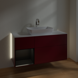 Тумба под раковину Villeroy & Boch Finion 120х50,1 см с подсветкой МДФ пион матовый лак/стекло белое матовое G821PDHB