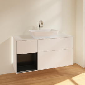 Тумба под раковину Villeroy & Boch Finion 120х50,1 см с подсветкой МДФ белый матовый лак/стекло белое матовое G821PDMT