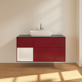 Тумба під раковину Villeroy & Boch Finion 120х50,1 см із підсвічуванням МДФ півонія матовий лак/скло чорне матове G822GFHB