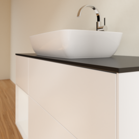 Тумба под раковину Villeroy & Boch Finion 120х50,1 см с подсветкой МДФ белый матовый лак/стекло черное матовое G822GFMT