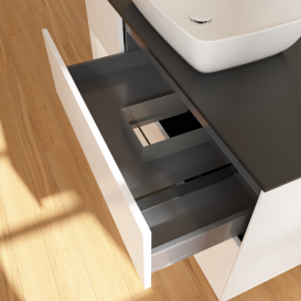 Тумба под раковину Villeroy & Boch Finion 120х50,1 см с подсветкой МДФ белый матовый лак/стекло черное матовое G822GFMT