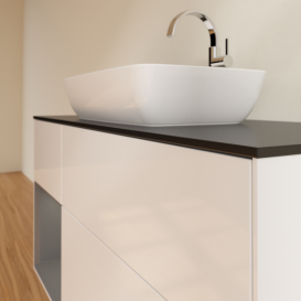 Тумба под раковину Villeroy & Boch Finion 120х50,1 см с подсветкой МДФ глянцевый белый лак/стекло черное матовое G822GKGF