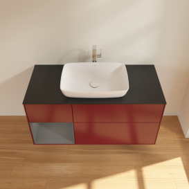 Тумба под раковину Villeroy & Boch Finion 120х50,1 см с подсветкой МДФ пион матовый лак/стекло черное матовое G822GKHB