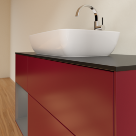 Тумба под раковину Villeroy & Boch Finion 120х50,1 см с подсветкой МДФ пион матовый лак/стекло черное матовое G822GKHB