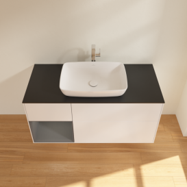 Тумба під раковину Villeroy & Boch Finion 120х50,1 см із підсвічуванням МДФ білий матовий лак/скло чорне матове G822GKMT