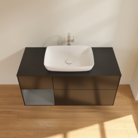 Тумба под раковину Villeroy & Boch Finion 120х50,1 см с подсветкой МДФ черный матовый лак/стекло черное матовое G822GKPD