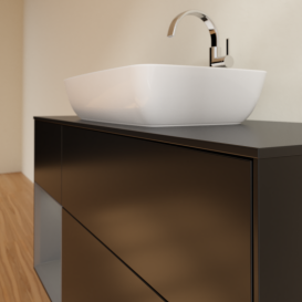 Тумба под раковину Villeroy & Boch Finion 120х50,1 см с подсветкой МДФ черный матовый лак/стекло черное матовое G822GKPD