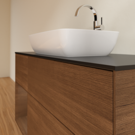 Тумба под раковину Villeroy & Boch Finion 120х50,1 см с подсветкой МДФ шпон грецкого ореха/стекло черное матовое G822GNGN