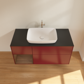 Тумба под раковину Villeroy & Boch Finion 120х50,1 см с подсветкой МДФ пион матовый лак/стекло черное матовое G822GNHB