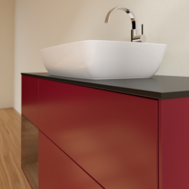 Тумба под раковину Villeroy & Boch Finion 120х50,1 см с подсветкой МДФ пион матовый лак/стекло черное матовое G822GNHB