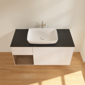 Тумба под раковину Villeroy & Boch Finion 120х50,1 см с подсветкой МДФ белый матовый лак/стекло черное матовое G822GNMT