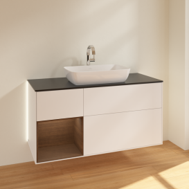 Тумба под раковину Villeroy & Boch Finion 120х50,1 см с подсветкой МДФ белый матовый лак/стекло черное матовое G822GNMT