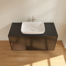 Тумба под раковину Villeroy & Boch Finion 120х50,1 см с подсветкой МДФ черный матовый лак/стекло черное матовое G822GNPD