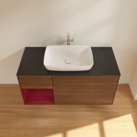 Тумба под раковину Villeroy & Boch Finion 120х50,1 см с подсветкой МДФ шпон грецкого ореха/стекло черное матовое G822HBGN