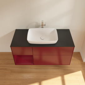 Тумба под раковину Villeroy & Boch Finion 120х50,1 см с подсветкой МДФ пион матовый лак/стекло черное матовое G822HBHB