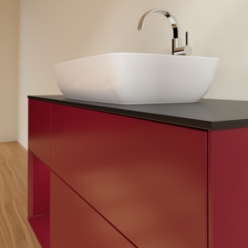 Тумба под раковину Villeroy & Boch Finion 120х50,1 см с подсветкой МДФ пион матовый лак/стекло черное матовое G822HBHB