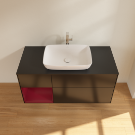 Тумба под раковину Villeroy & Boch Finion 120х50,1 см с подсветкой МДФ черный матовый лак/стекло черное матовое G822HBPD