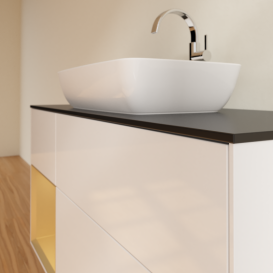 Тумба под раковину Villeroy & Boch Finion 120х50,1 см с подсветкой МДФ глянцевый белый лак/стекло черное матовое G822HFGF