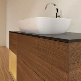 Тумба под раковину Villeroy & Boch Finion 120х50,1 см с подсветкой МДФ шпон грецкого ореха/стекло черное матовое G822HFGN