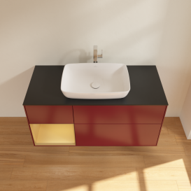 Тумба под раковину Villeroy & Boch Finion 120х50,1 см с подсветкой МДФ пион матовый лак/стекло черное матовое G822HFHB