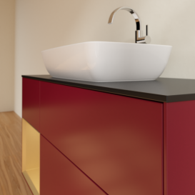 Тумба под раковину Villeroy & Boch Finion 120х50,1 см с подсветкой МДФ пион матовый лак/стекло черное матовое G822HFHB