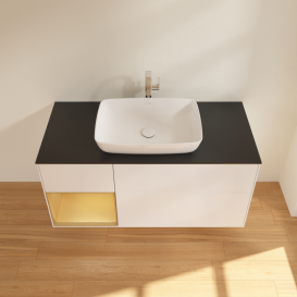 Тумба под раковину Villeroy & Boch Finion 120х50,1 см с подсветкой МДФ белый матовый лак/стекло черное матовое G822HFMT