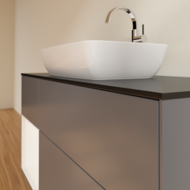 Тумба под раковину Villeroy & Boch Finion 120х50,1 см с подсветкой МДФ антрацит матовый лак/стекло черное матовое G822MTGK