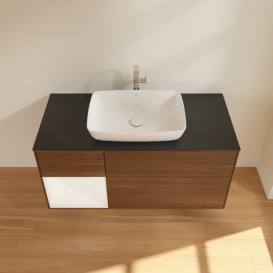 Тумба под раковину Villeroy & Boch Finion 120х50,1 см с подсветкой МДФ шпон грецкого ореха/стекло черное матовое G822MTGN