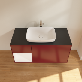 Тумба под раковину Villeroy & Boch Finion 120х50,1 см с подсветкой МДФ пион матовый лак/стекло черное матовое G822MTHB