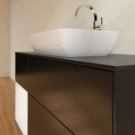 Тумба под раковину Villeroy & Boch Finion 120х50,1 см с подсветкой МДФ черный матовый лак/стекло черное матовое G822MTPD