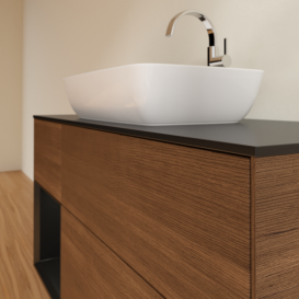 Тумба под раковину Villeroy & Boch Finion 120х50,1 см с подсветкой МДФ шпон грецкого ореха/стекло черное матовое G822PDGN