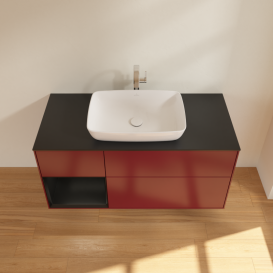 Тумба под раковину Villeroy & Boch Finion 120х50,1 см с подсветкой МДФ пион матовый лак/стекло черное матовое G822PDHB