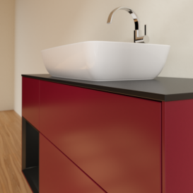 Тумба под раковину Villeroy & Boch Finion 120х50,1 см с подсветкой МДФ пион матовый лак/стекло черное матовое G822PDHB