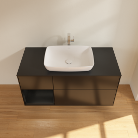 Тумба под раковину Villeroy & Boch Finion 120х50,1 см с подсветкой МДФ черный матовый лак/стекло черное матовое G822PDPD