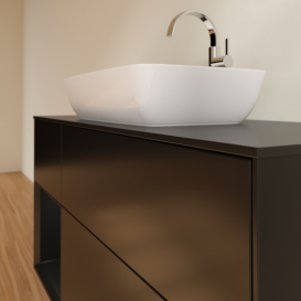 Тумба под раковину Villeroy & Boch Finion 120х50,1 см с подсветкой МДФ черный матовый лак/стекло черное матовое G822PDPD