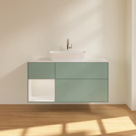 Тумба под раковину Villeroy & Boch Finion 120х50,1 см с подсветкой МДФ оливковый матовый лак/стекло белое матовое G821GFGM