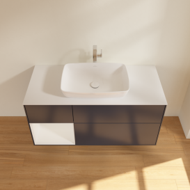 Тумба под раковину Villeroy & Boch Finion 120х50,1 см с подсветкой МДФ темно-синий матовый лак/стекло белое матовое G821GFHG