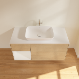 Тумба под раковину Villeroy & Boch Finion 120х50,1 см с подсветкой МДФ шпон дуба/стекло белое матовое G821GFPC