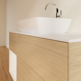 Тумба под раковину Villeroy & Boch Finion 120х50,1 см с подсветкой МДФ шпон дуба/стекло белое матовое G821GFPC