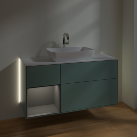 Тумба под раковину Villeroy & Boch Finion 120х50,1 см с подсветкой МДФ оливковый матовый лак/стекло белое матовое G821GKGM